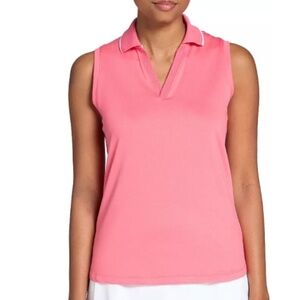Walter Hagen Womens Sleeveless Polo - Tropical Hibiscus, Size Large